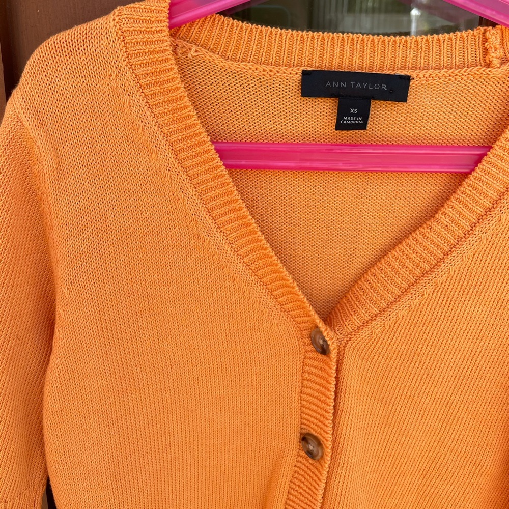 Ann Taylor button down cantaloupe color sweater